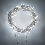 LED Fairy Lights - clear wire / white globe (25m)